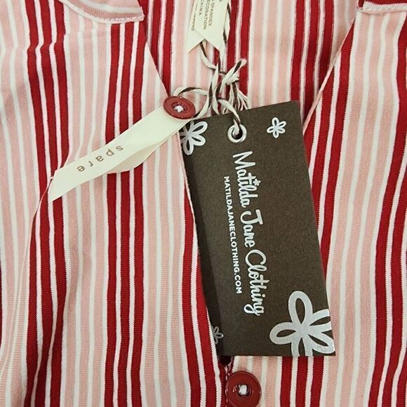 Matilda Jane Size Smal McIntosh Midi Stripe Knit Half Sleeve Dress Pink Red Cott - Picture 8 of 9